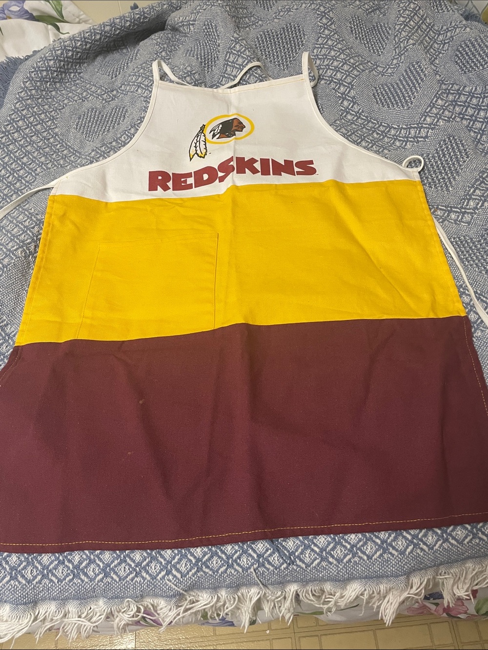 Redskin apron for child, maroon and yellow. Great gift for any occasion.